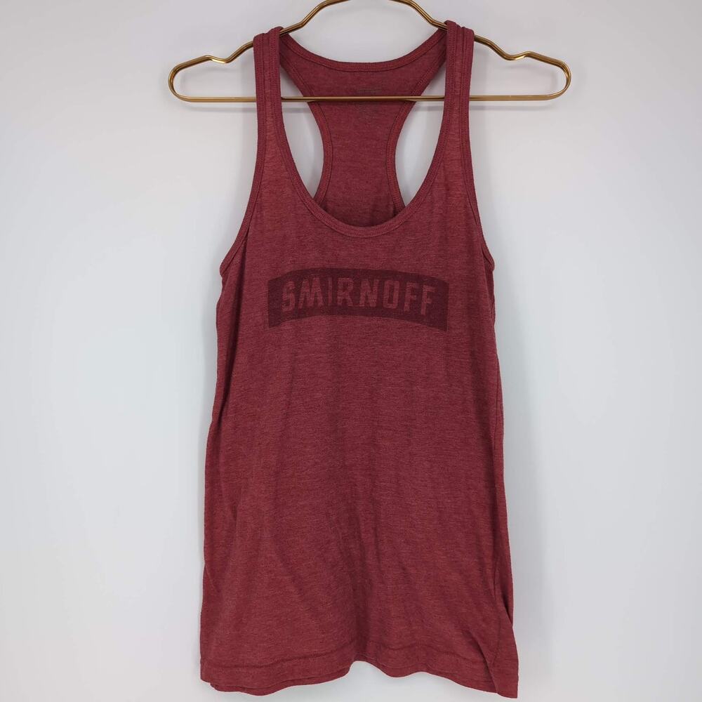 Smirnoff Women's Red Distressed Graphic Racerback Tank Top Tee - Size M - VGUC